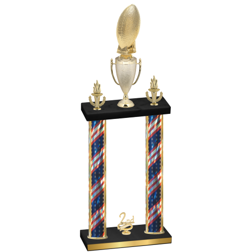 Double Flag USA Second Place Football Trophy