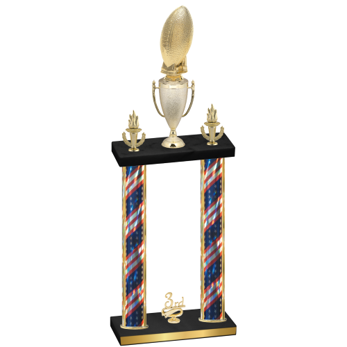 Double Flag USA Third Place Football Trophy
