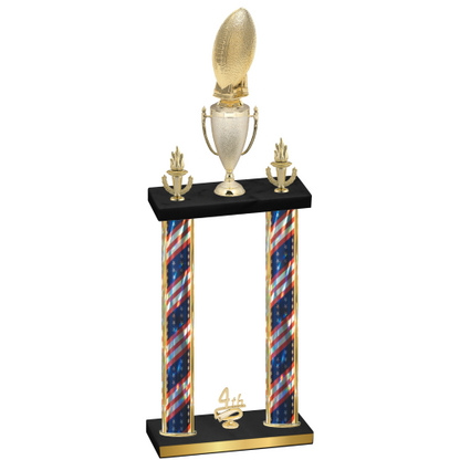 Double Flag USA Fourth Place Football Trophy