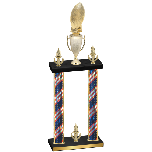 Double Flag USA Victory Football Trophy