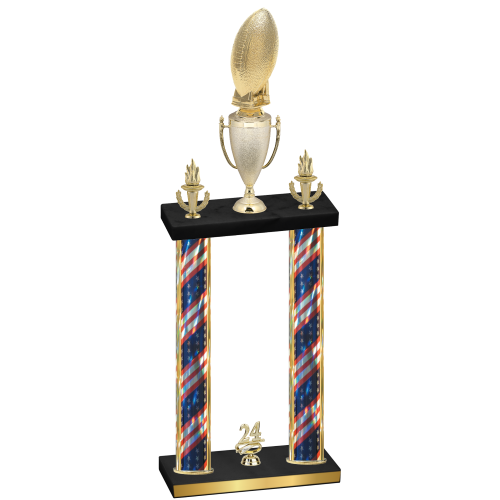 Double Flag USA Year Football Trophy