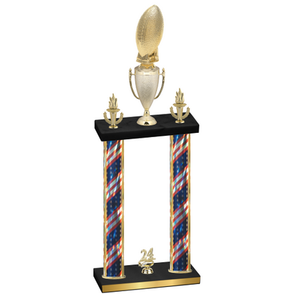 Double Flag USA Year Football Trophy