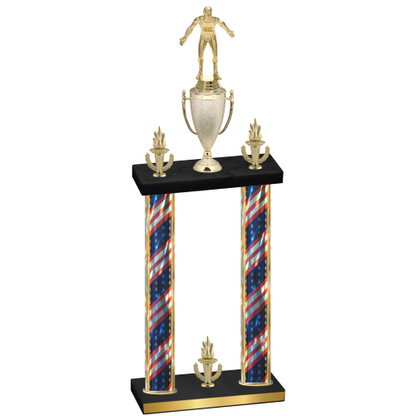Double Flag USA Victory Wrestling Trophy