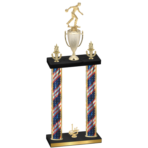 Double Flag USA First Place Bowling Trophy