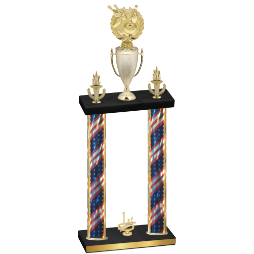 Double Flag USA First Place Bowling Trophy