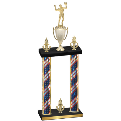 Double Flag USA Victory Volleyball Trophy
