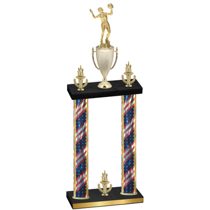 Double Flag USA Victory Volleyball Trophy