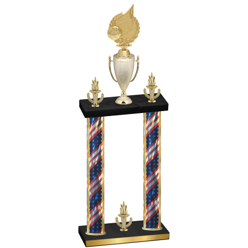Double Flag USA Victory Volleyball Trophy
