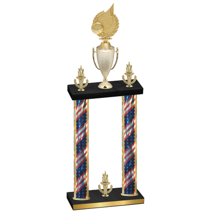 Double Flag USA Victory Volleyball Trophy