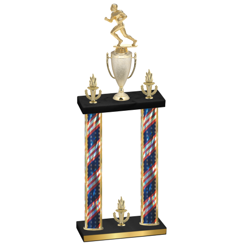 Double Flag USA Victory Football Trophy