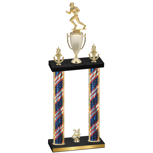 Double Flag USA Year Football Trophy