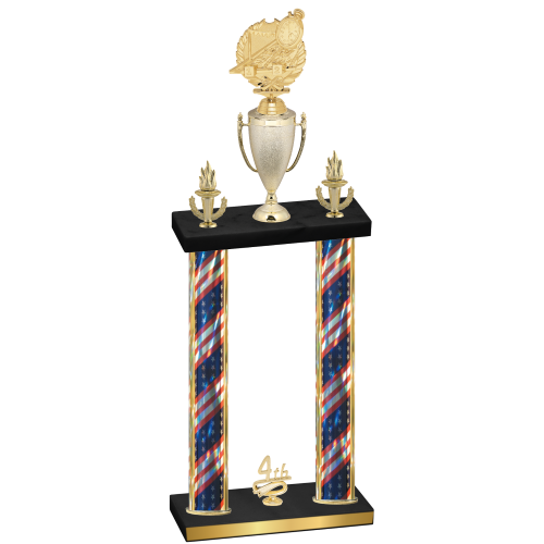 Double Flag USA Fourth Place Swimming Trophy