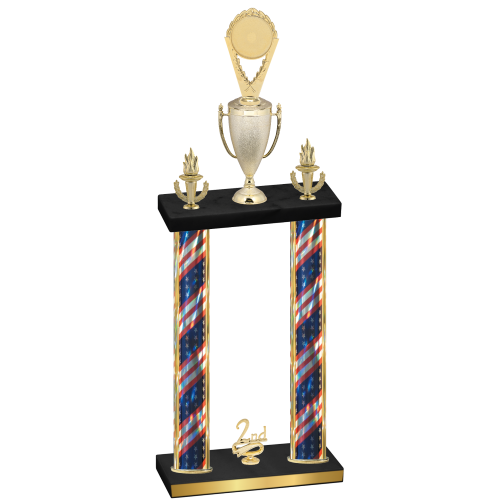 Double Flag USA Second Place Insert Trophy
