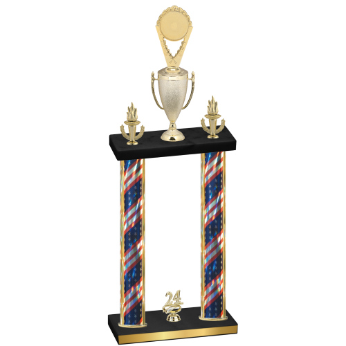 Double Flag USA Year Insert Trophy