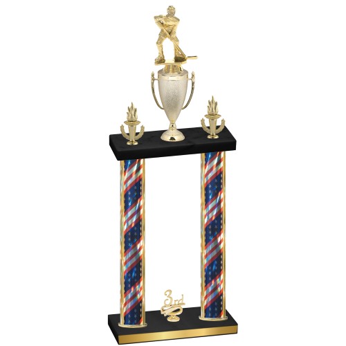 Double Flag USA Third Place Hockey Trophy