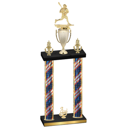 Double Flag USA Third Place Lacrosse Trophy