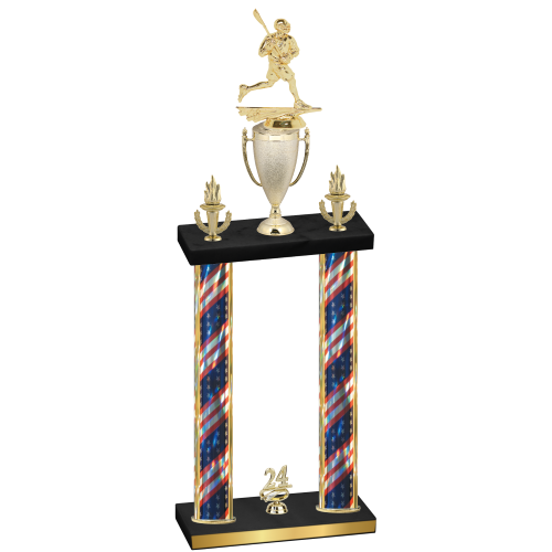 Double Flag USA Year Lacrosse Trophy