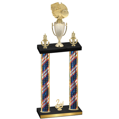 Double Flag USA Second Place Basketball Trophy