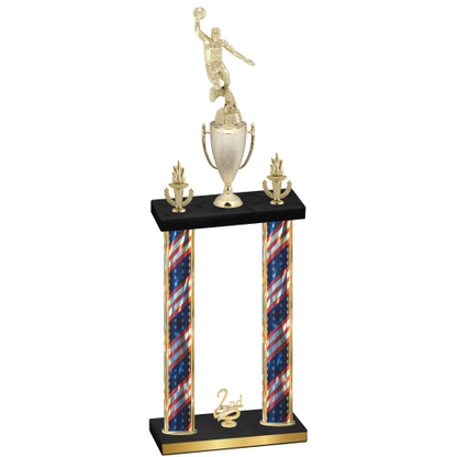 Double Flag USA Second Place Basketball Trophy