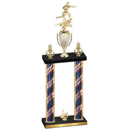Double Flag USA First Place Flag Football Trophy