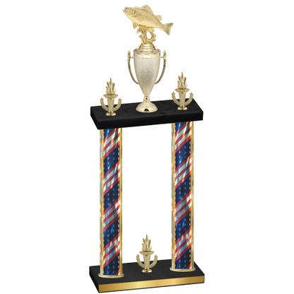 Double Flag USA Victory Fishing Trophy