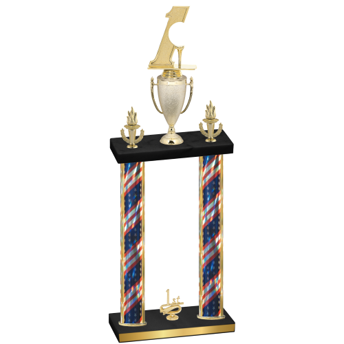 Double Flag USA First Place Golf Trophy