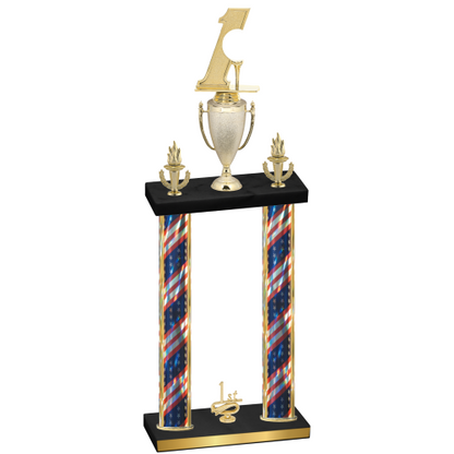 Double Flag USA First Place Golf Trophy
