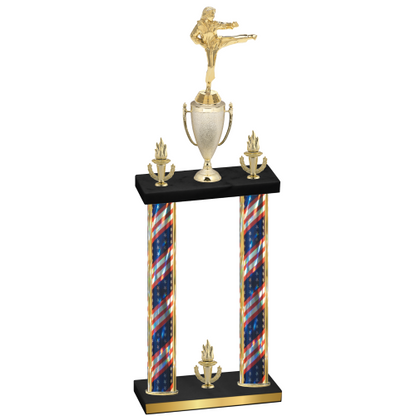 Double Flag USA Victory Karate Trophy