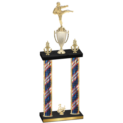 Double Flag USA Third Place Karate Trophy