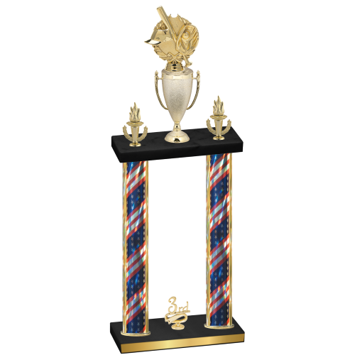 Double Flag USA Third Place Baseball Trophy