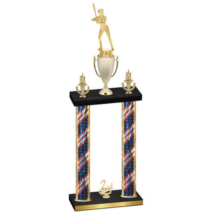 Double Flag USA Second Place Softball Trophy