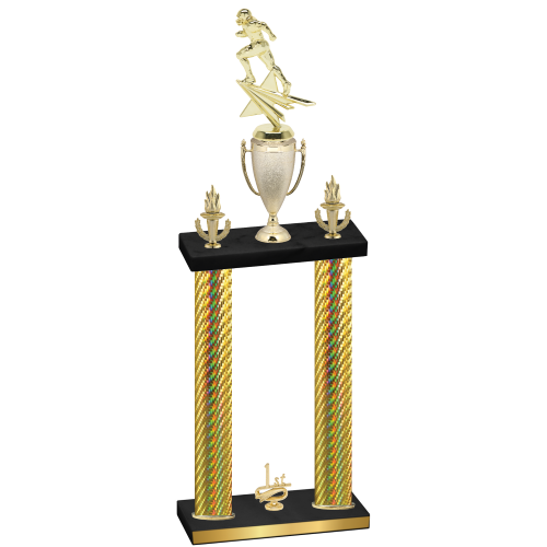 Double Gold Carbon Fiber First Place Football Trophy
