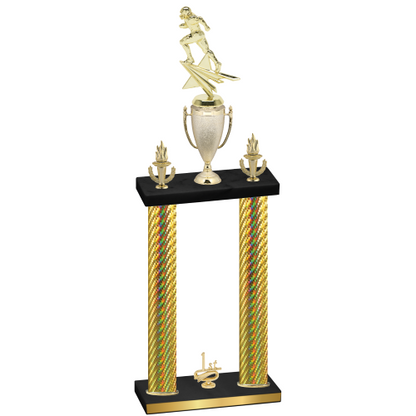 Double Gold Carbon Fiber First Place Football Trophy