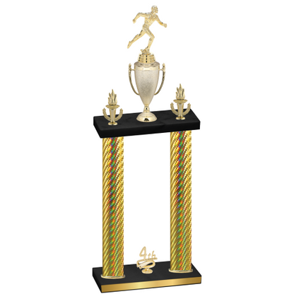 Double Gold Carbon Fiber Fourth Place Running Trophy