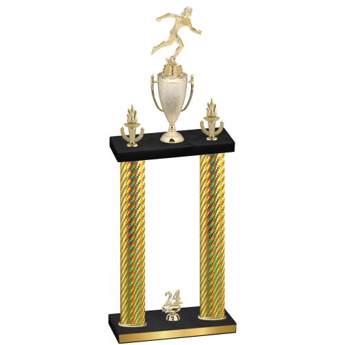 Double Gold Carbon Fiber Year Running Trophy