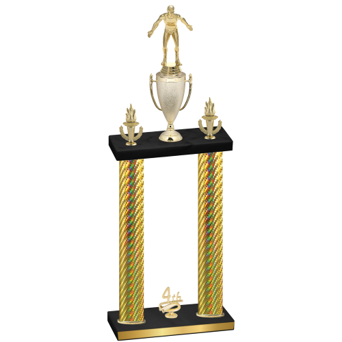 Double Gold Carbon Fiber Fourth Place Wrestling Trophy