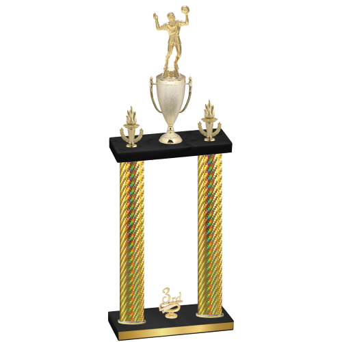 Double Gold Carbon Fiber Third Place Volleyball Trophy