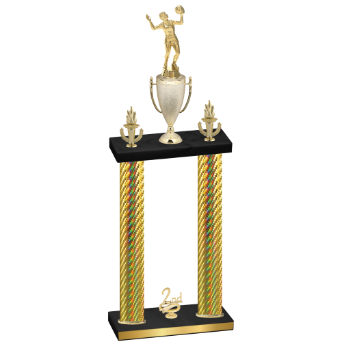 Double Gold Carbon Fiber Second Place Volleyball Trophy