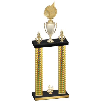 Double Gold Carbon Fiber Fourth Place Volleyball Trophy