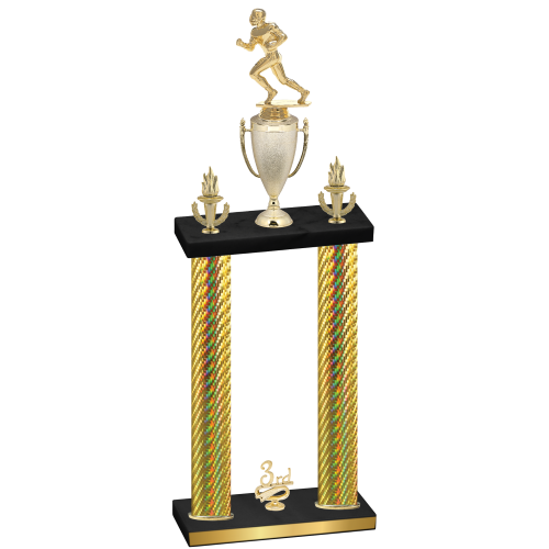 Double Gold Carbon Fiber Third Place Football Trophy