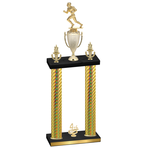 Double Gold Carbon Fiber Fourth Place Football Trophy