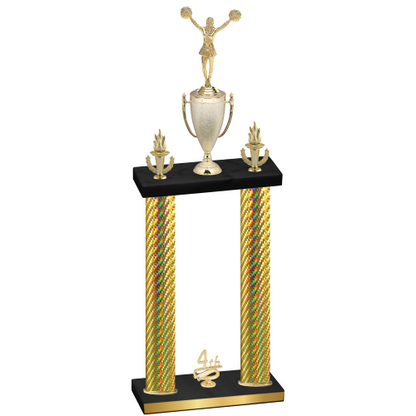 Double Gold Carbon Fiber Fourth Place Cheerleading Trophy