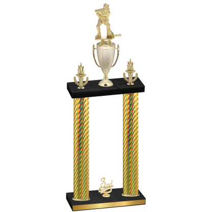 Double Gold Carbon Fiber Third Place Hockey Trophy