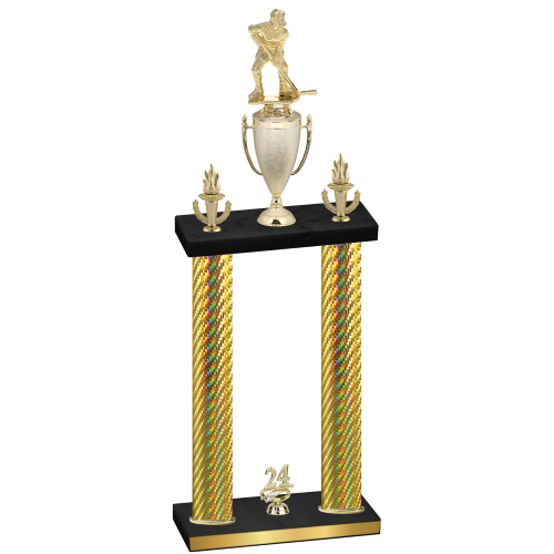 Double Gold Carbon Fiber Year Hockey Trophy
