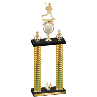 Double Gold Carbon Fiber Fourth Place Lacrosse Trophy