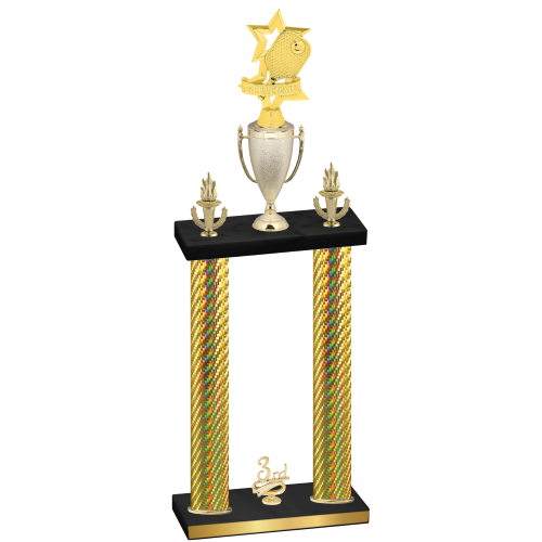 Double Gold Carbon Fiber Third Place Pickleball Trophy