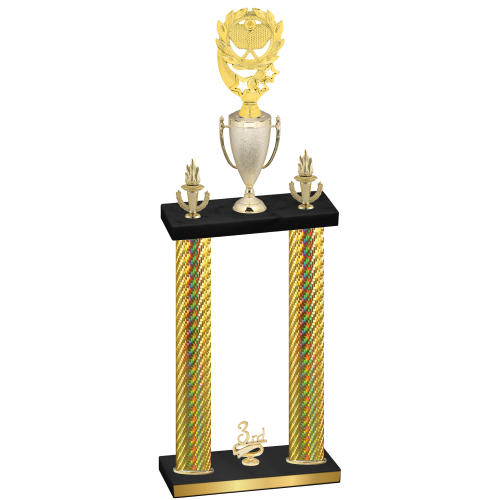 Double Gold Carbon Fiber Third Place Pickleball Trophy