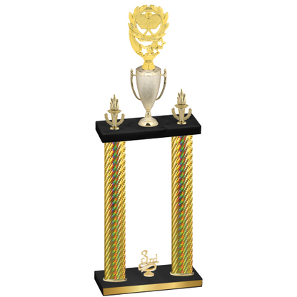 Double Gold Carbon Fiber Third Place Pickleball Trophy