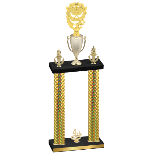 Double Gold Carbon Fiber Fourth Place Pickleball Trophy