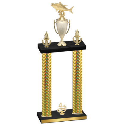 Double Gold Carbon Fiber Fourth Place Fishing Trophy